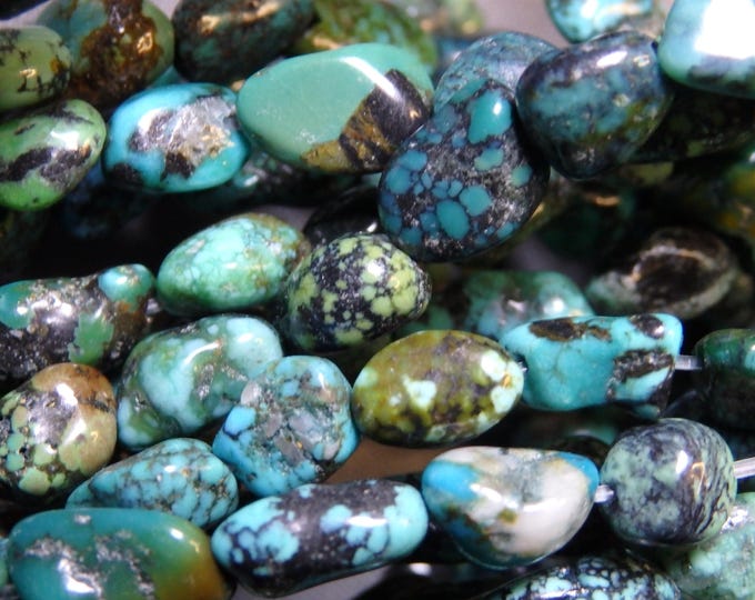 Cloud Mountain SKY HORSE TURQUOISE 5-8mm Pebble Nugget Beads 16" Strand 80+cts