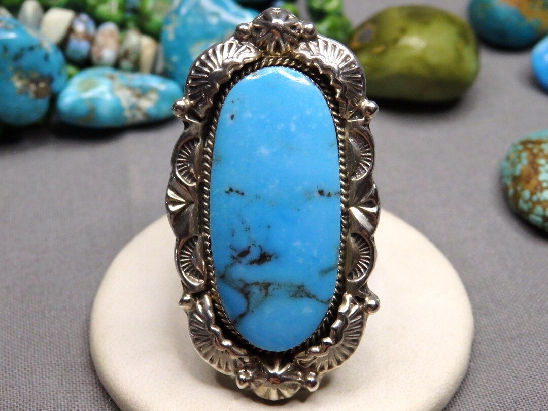 NAVAJO Running Bear KINGMAN TURQUOISE Sterling Silver 2
