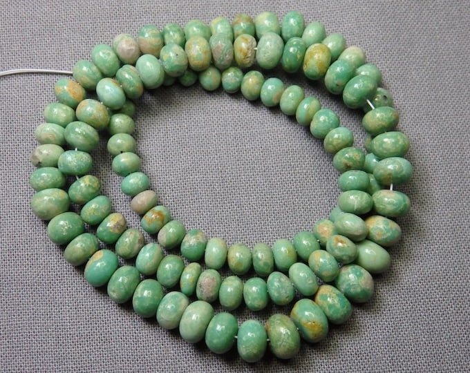 Natural SONORAN GOLD TURQUOISE 4-7mm Graduated Rondelle Beads 16" Strand 86cts