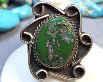 Vintage Rare DRY CREEK TURQUOISE Clasp Light Cream Blue Sterling