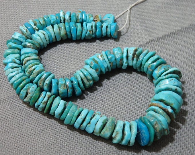 Arizona CASTLE DOME TURQUOISE 6-14mm Funky Heishi 14" Strand 227cts