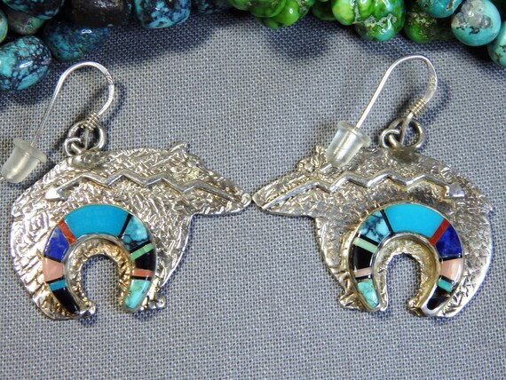 NAVAJO Mulit-GEM TURQUOISE inlay Sterling Silver … - image 1