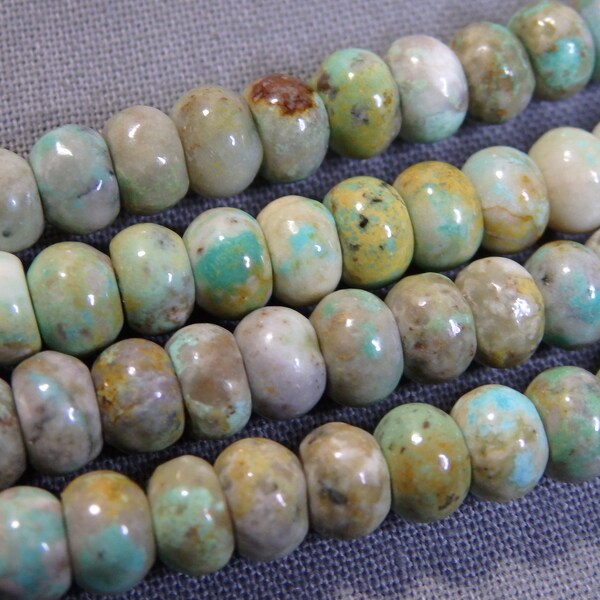 Nevada FOX Mine Boulder TURQUOISE 6mm Rondelle BEADS 16" Strand 100+cts Old Stash