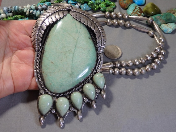 Rare Crow Spings Turquoise Vintage Navajo Native American Jewelry Silver Necklace Rare Crow Spings Turquoise Vintage Navajo Native American Jewelry Silver Necklace