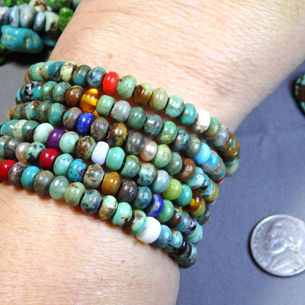 41" INDIAN CORN Beaded Bracelet ROYSTON Boulder Turquoise Sugilite Spin Oyster Onyx, ++++