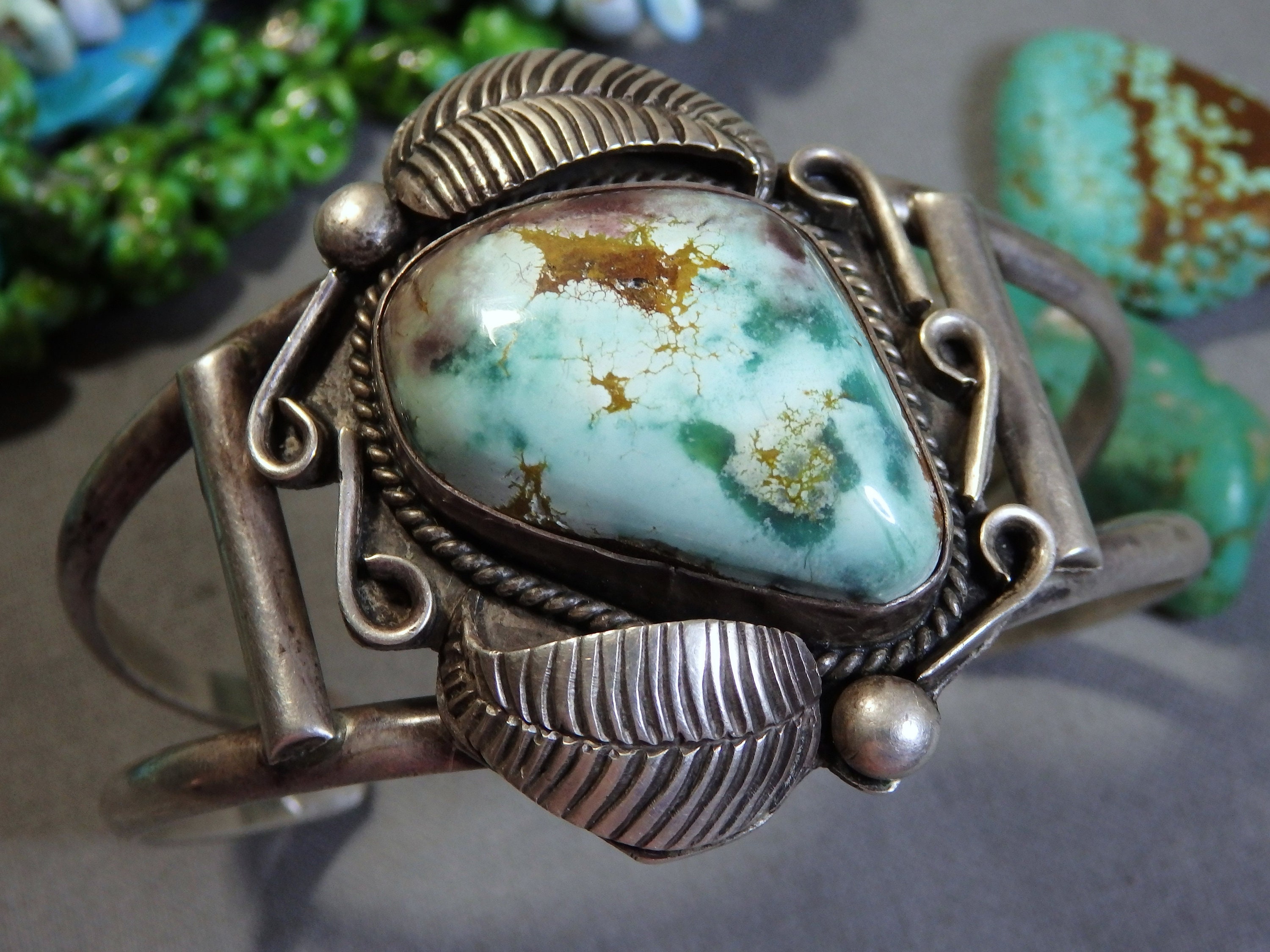 Rare **jw** Vintage Zuni/ Navajo Royston Turquoise Native American Jewelry Silver Bracelet Old Rare **jw** Vintage Zuni/ Navajo Royston Turquoise Native American Jewelry Silver Bracelet Old