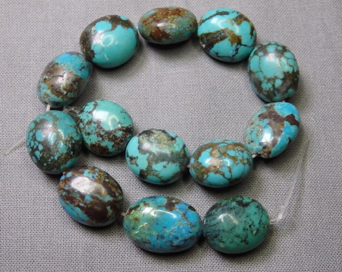 HUBEI TURQUOISE 15-16mm Puffed Oval BEADS 8" Strand 163cts