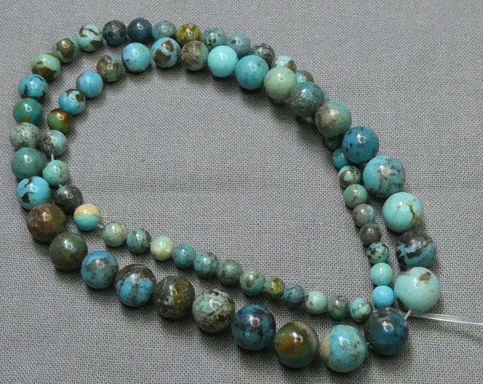 CAMPITOS TURQUOISE 4-8mm Graduated Round BEADS 16" Strand 95cts