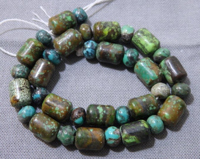 Webbed HUBEI TURQUOISE 6&6.5-9mm Rondelle Barrel Beads 8" Strand 58cts