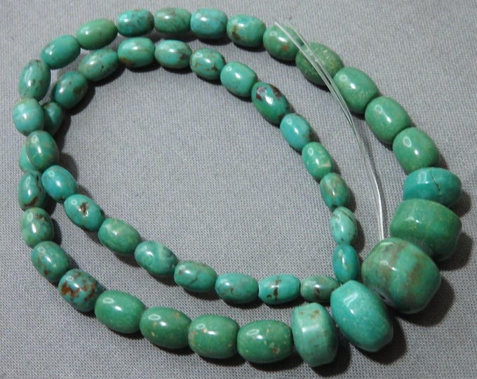 HUBEI Royal Emerald TURQUOISE 5-13mm Barrel Beads 16" Strand 142cts