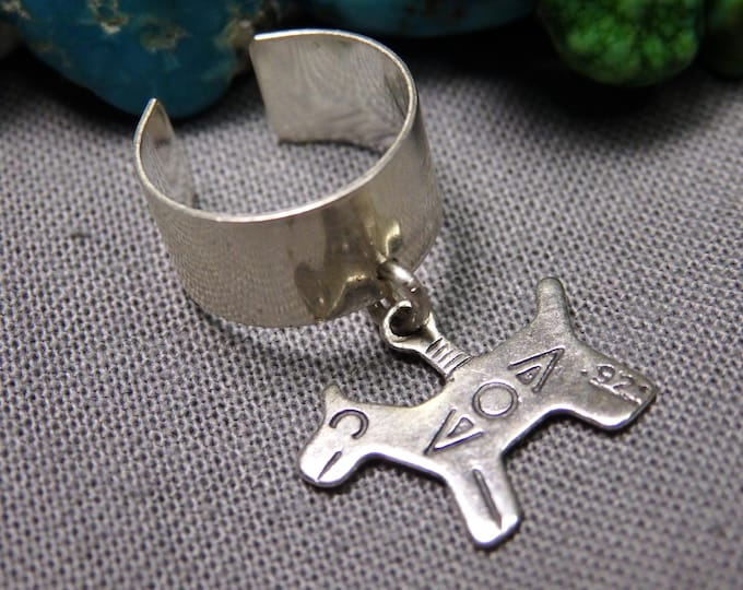 NAVAJO Sun West Sterling Silver DOG HORSE Ear Cuff