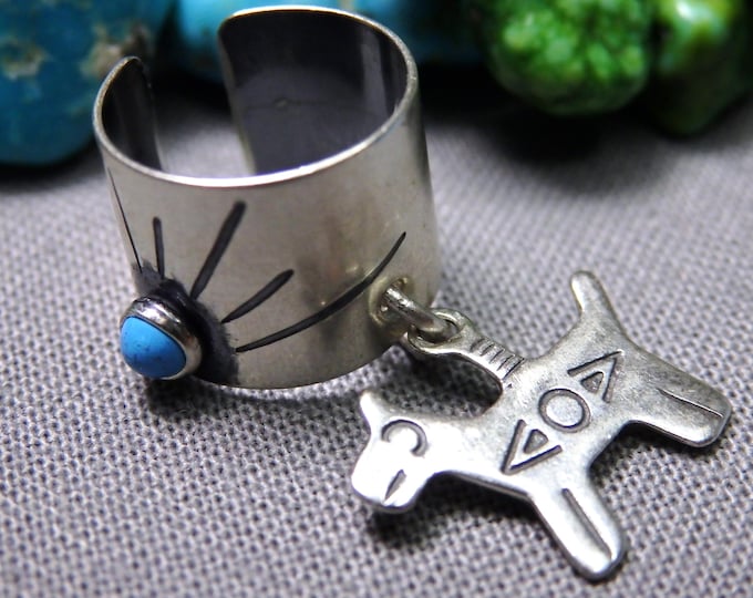 NAVAJO Sun West TURQUOISE Sterling Silver DOPG Horse Ear Cuff