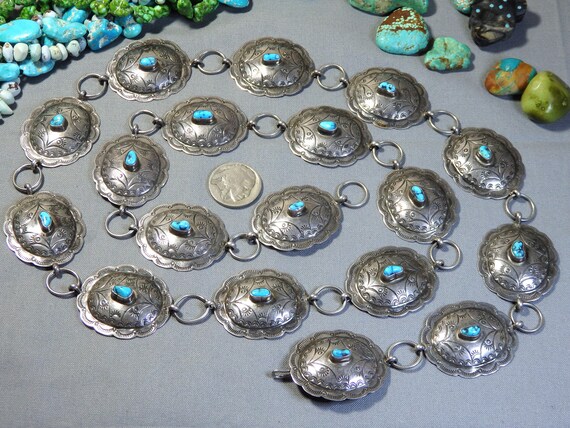 Highly Rare Vintage Native American Navajo Gary Reeves Turquoise Sterling Silver Concho Belt Old Highly Rare Vintage Native American Navajo Gary Reeves Turquoise Sterling Silver Concho Belt Old