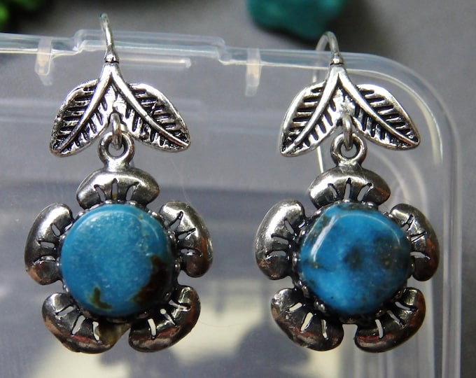 SONORAN ROSE TURQUOISE Sterling Silver Flower Earrings