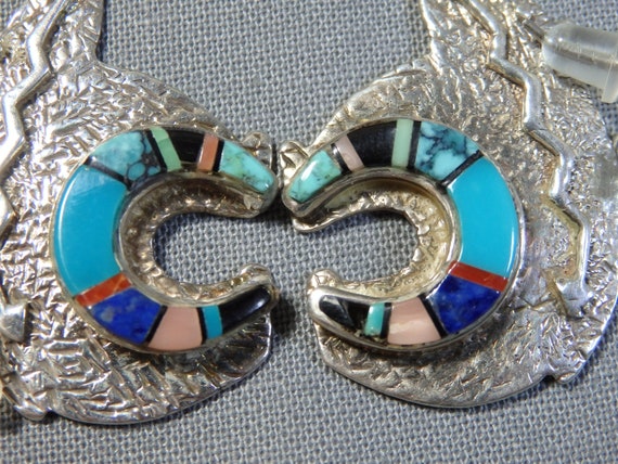 NAVAJO Mulit-GEM TURQUOISE inlay Sterling Silver … - image 3