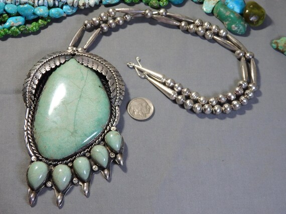 Rare Crow Spings Turquoise Vintage Navajo Native American Jewelry Silver Necklace Rare Crow Spings Turquoise Vintage Navajo Native American Jewelry Silver Necklace