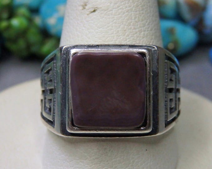 Natural WAMPUM Sterling Silver SPRING MOON Ring Adjustable Size5-10