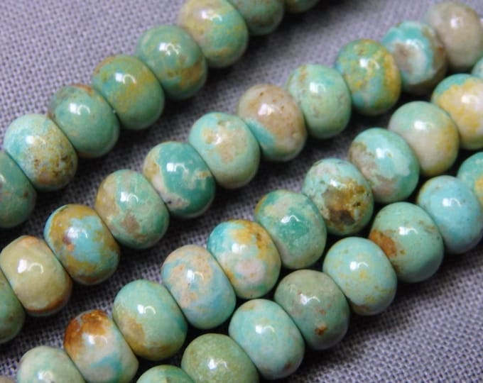Nevada FOX MINE TURQUOISE 6x4mm Rondelle Beads 16" Strand 110cts