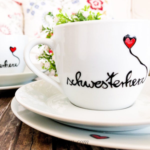 Geschenk Schwester, Schwesterherz, Schwester, Tasse Schwester, Geschwister, Geschwisterliebe