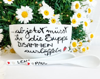 Hochzeitsgeschenk, ab jetzt müsst ihr die Suppe zusammen auslöffeln