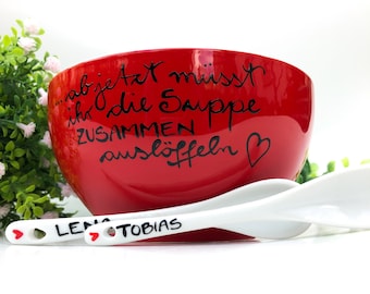 Hochzeitsgeschenk personalisiert, ab jetzt müsst ihr die suppe zusammen auslöffeln, Suppenschüssel