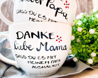 Tasse für Mama oder Papa, Jumbotasse lustiger Spruch, Mama Tasse Geschenk, Geschenk Muttertag, Muttertagsgeschenk, Tasse Papa
