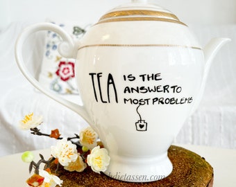 Tea is the answer , Teekanne Kanne mit Spruch, Teekanne, Kanne für Tee,