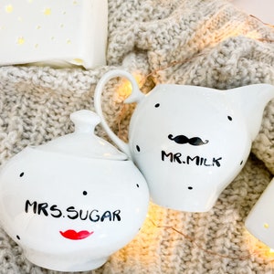 Hochzeitsgeschenk, Zuckerdose & Milchkännchen, MR Milk, MRS Sugar, Mr Mrs, Bild 10