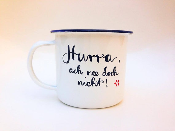 Ligarti Kaffeebecher mit Kunstdruck Brilleneule Campingtasse Emaille