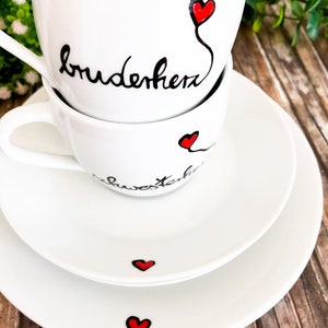 Bruderherz Set Tasse & Teller Bruder, Geschenk geschwister, Bruder Schwester, Bruderherz Bild 9