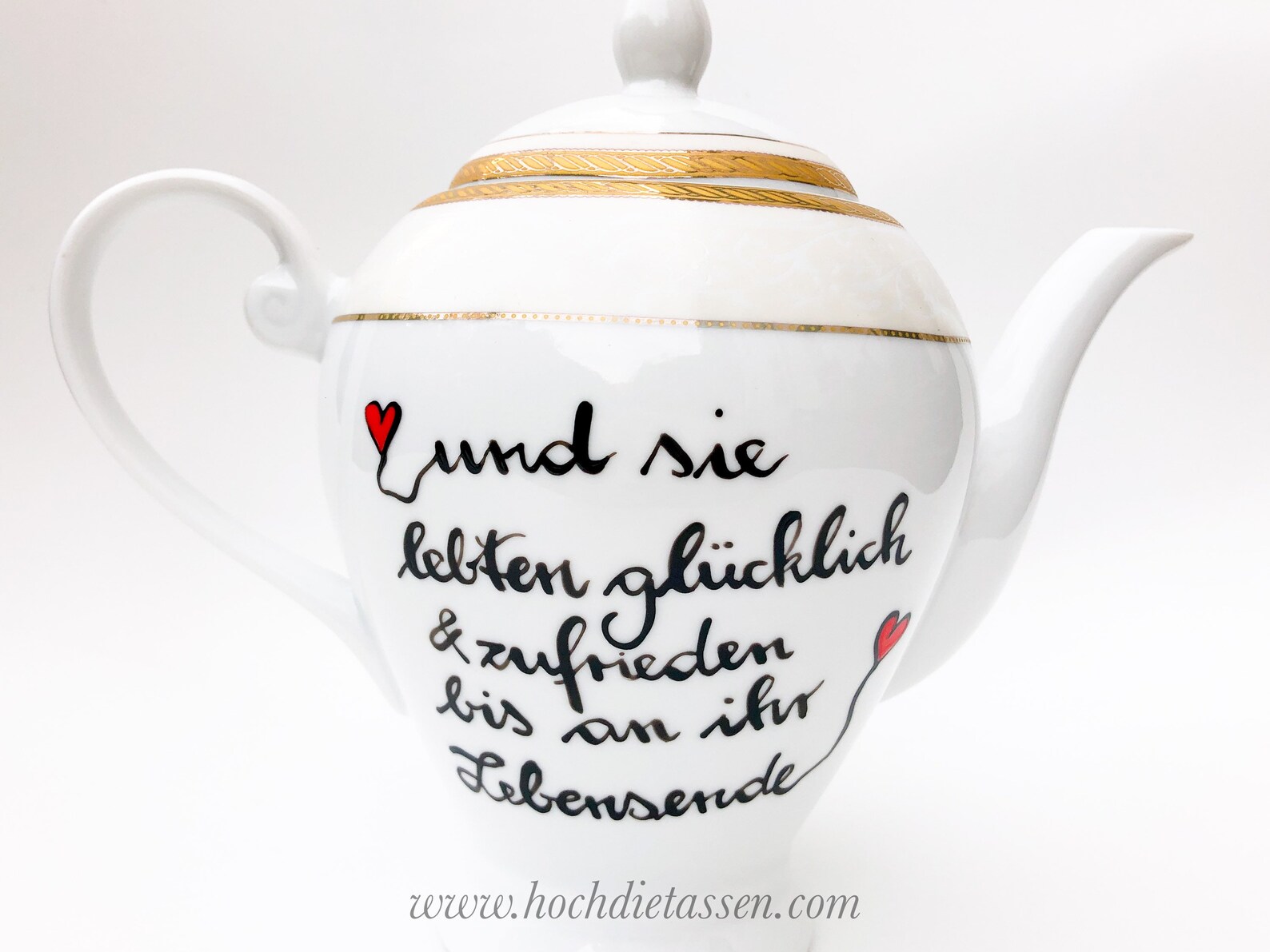 Hochzeitsgeschenk Teekanne Kanne mit Spruch und sie lebten Etsy.de