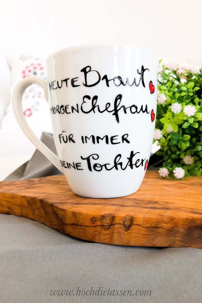 handbemalte Tasse für Brautmutter / Brautvater zur Hochzeit, Braut, Geschenke Hochzeit Bild 3