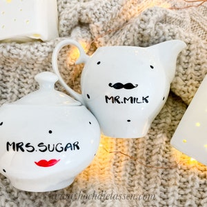 Hochzeitsgeschenk, Zuckerdose & Milchkännchen, MR Milk, MRS Sugar, Mr Mrs, Bild 9