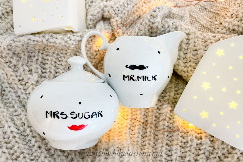 Hochzeitsgeschenk, Zuckerdose & Milchkännchen, MR Milk, MRS Sugar, Mr Mrs, Bild 9