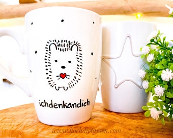 Tasse Spruch , ichdenkandich , Spruchtasse, Igel, ich liebe dich, Geschenk Tasse, Tasse, handbemalte tasse, tasse geschenk