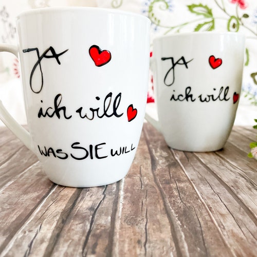 YES, I want, wedding, wedding gift, hand-painted cup, unique, hand-painted cup