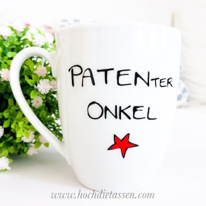 WarmherzIch Kaffeebecher "Glück Ist..." - Personalisierte Tasse Für Patenonkel, Bruder & Freunde (Weiß-Bordeaux, 330 Ml)