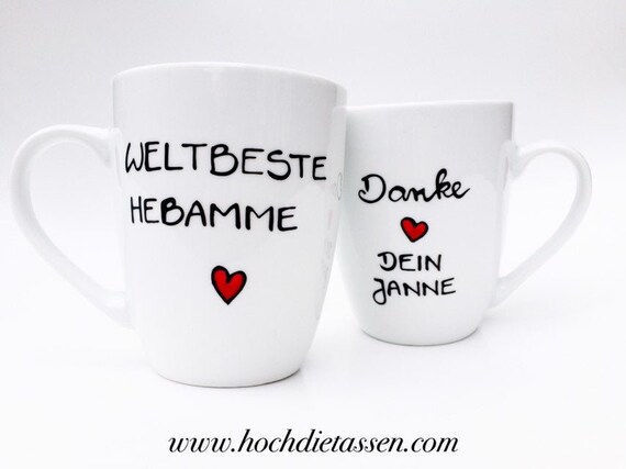 Für die weltbeste Hebamme // Geburt Baby Geschenk Weihnachten Blumen Tasse
