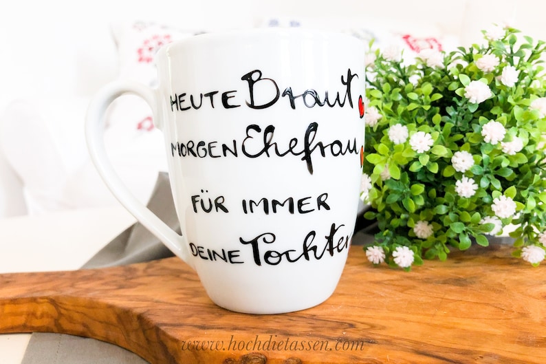 handbemalte Tasse für Brautmutter / Brautvater zur Hochzeit, Braut, Geschenke Hochzeit Bild 2