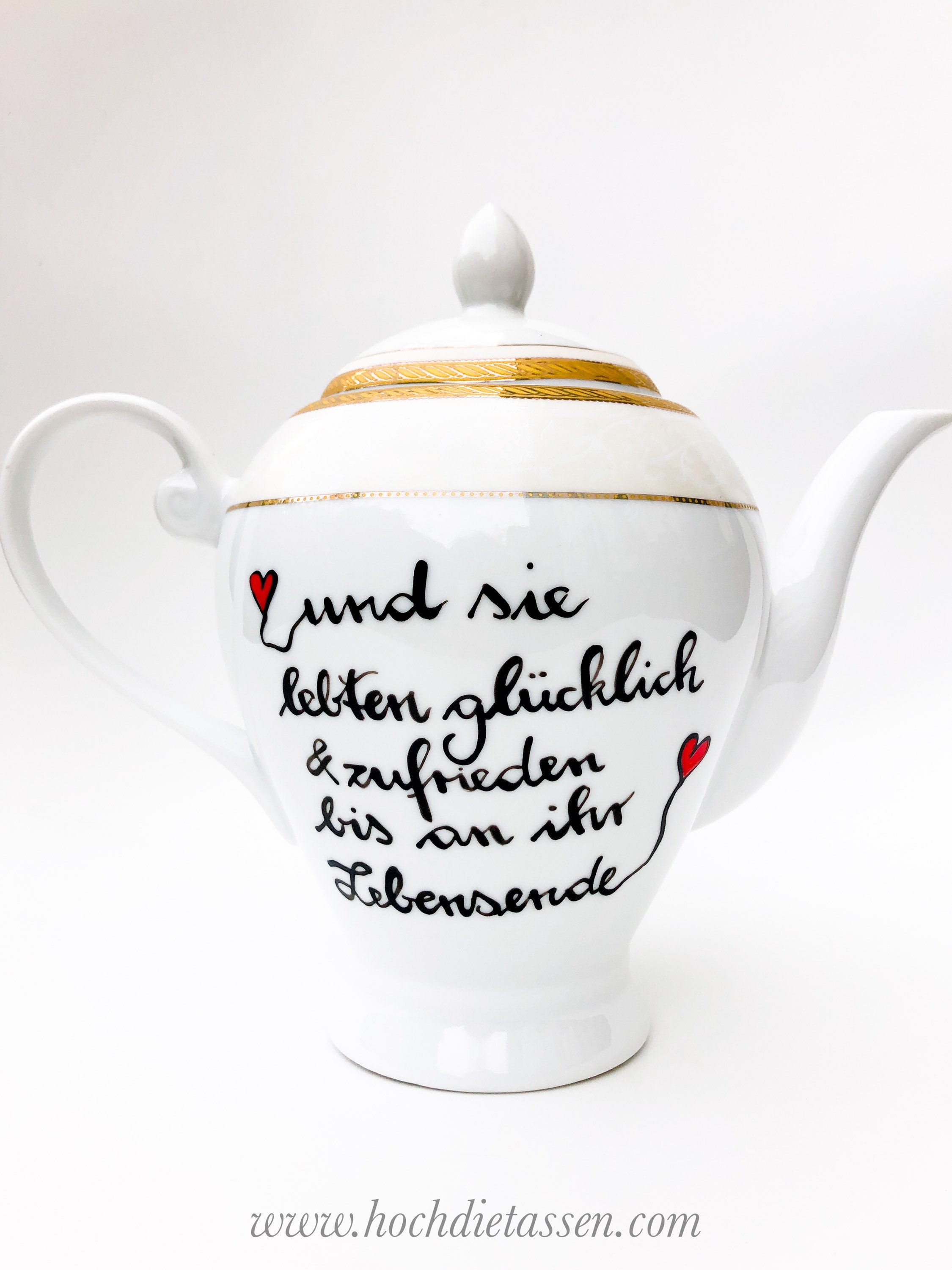 Hochzeitsgeschenk Teekanne Kanne mit Spruch und sie lebten Etsy