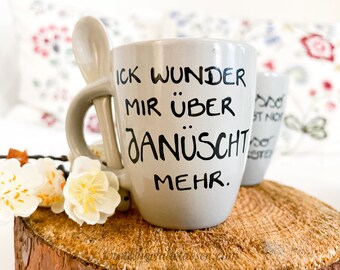 ick wunder mir über JANÜSCHT mehr, Espressotasse, Espresso Tasse, Tasse für Espresso, Löffel