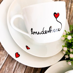 Bruderherz Set Tasse & Teller Bruder, Geschenk geschwister, Bruder Schwester, Bruderherz Bild 7