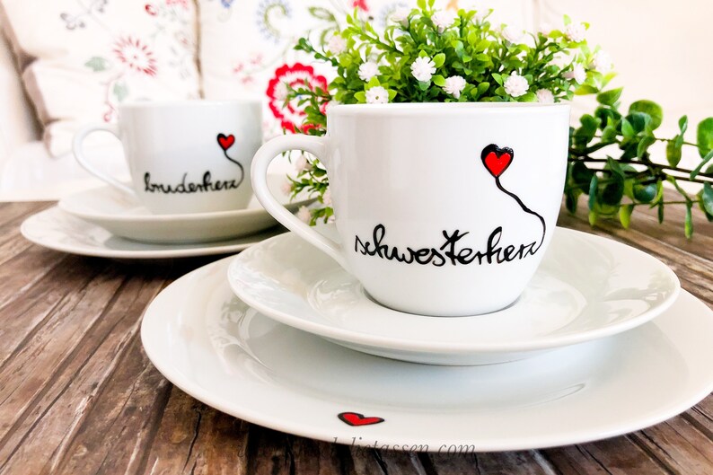 Bruderherz Set Tasse & Teller Bruder, Geschenk geschwister, Bruder Schwester, Bruderherz Bild 6