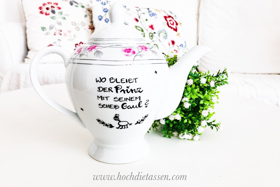 Kaffeekanne mit Spruch Kaffeekanne Teekanne shabby Kanne Etsy