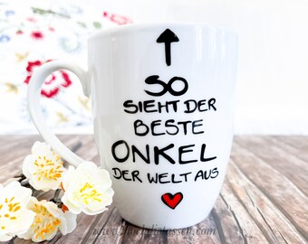 Tasse für Onkel, So sieht der beste Onkel aus, Du wirst Onkel, Nur die besten Brüder werden zum Onkel befördert, Tasse Onkel