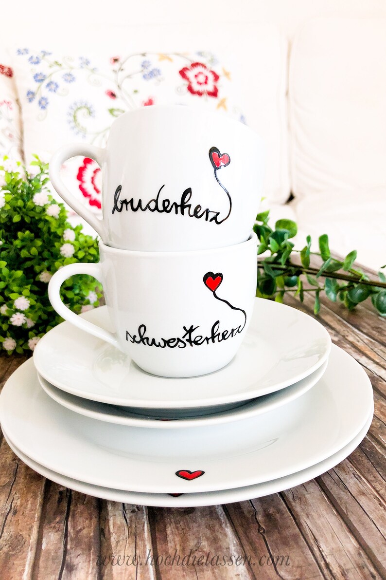 Bruderherz Set Tasse & Teller Bruder, Geschenk geschwister, Bruder Schwester, Bruderherz Bild 8