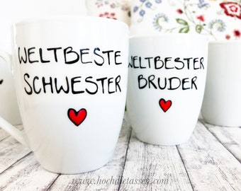 Tasse Schwester, Tasse Bruder, Geschwister, Tasse, Weltbester Bruder, Weltbeste Schwester, Schwesterherz, Schwester Tasse, Bruder Tasse