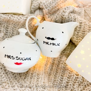 Hochzeitsgeschenk, Zuckerdose & Milchkännchen, MR Milk, MRS Sugar, Mr Mrs, Bild 7