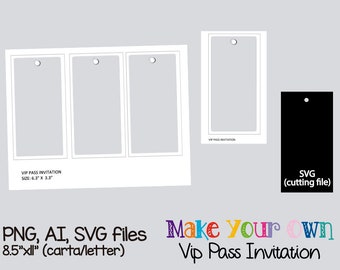 vip pass template etsy