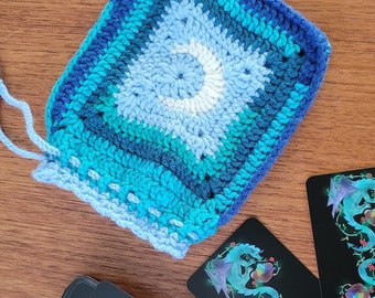 Tarot Bag, Drawstring Crochet Pouch